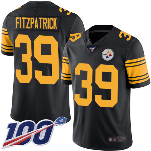 Men Pittsburgh Steelers Football #39 Limited Black Minkah Fitzpatrick 100th Season Rush Vapor Untouchable Nike NFL Jersey->women nfl jersey->Women Jersey